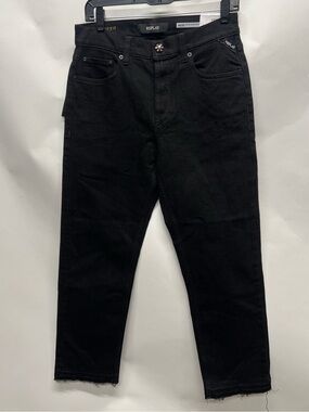 Replay Maijke Black Cropped Straight Leg High Rise Jeans Size 25